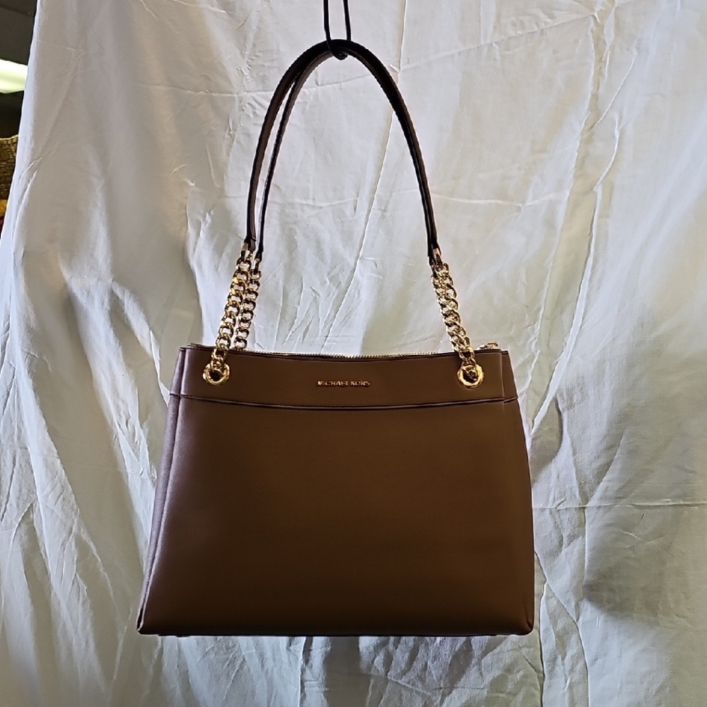 Michael Kors Brown Shoulder Bag with Gold Accents